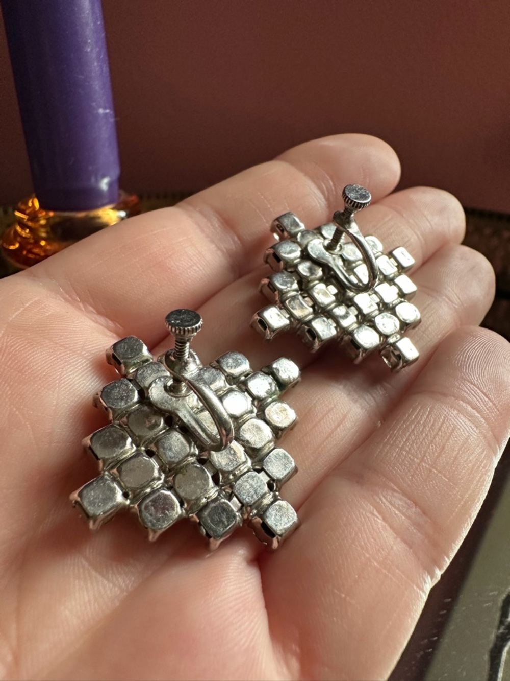 1960's Cocktail Couture Rhinestone Pavé Rhinestone Earrings - Picture 3 of 4